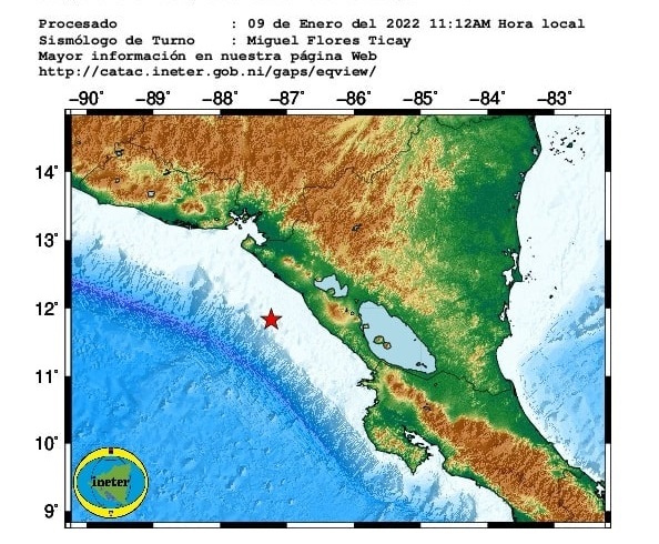 Un sismo de magnitud 5,0 sacude la costa del Pacífico de Nicaragua