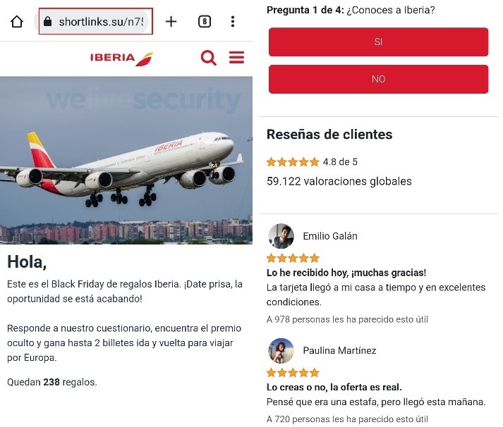 Nuevo engaño en WhatsApp hace creer que Iberia está regalando pasajes por el Black Friday