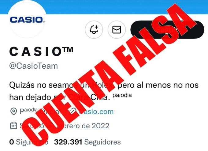 Cuentas falsas de CASIO en Twitter: ejemplo de oportunismo utilizado para el fraude