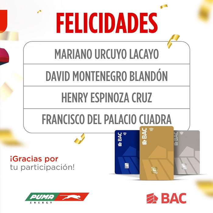 Concluye con éxito la promoción «Con Puma y BAC Ganás Más» con los últimos cuatro ganadores